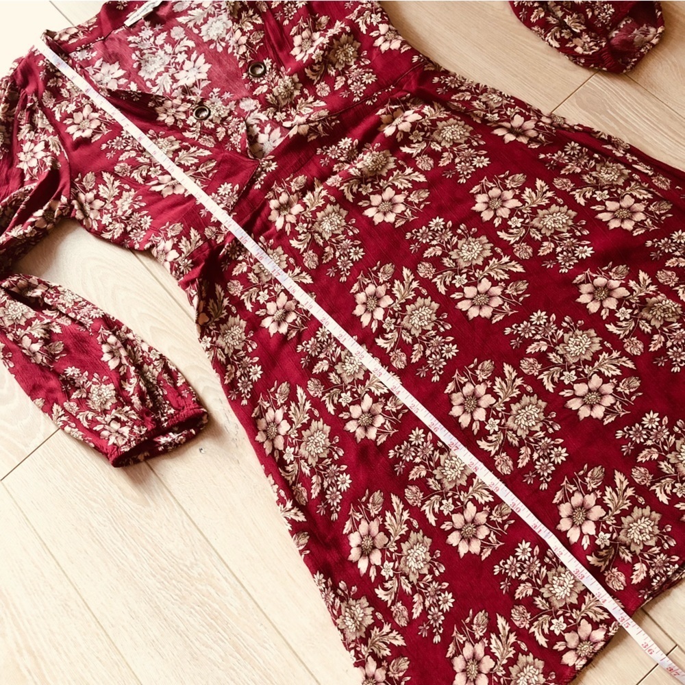 American Eagle Outfitters Red Floral Viscose Dress - Picture 6 of 13